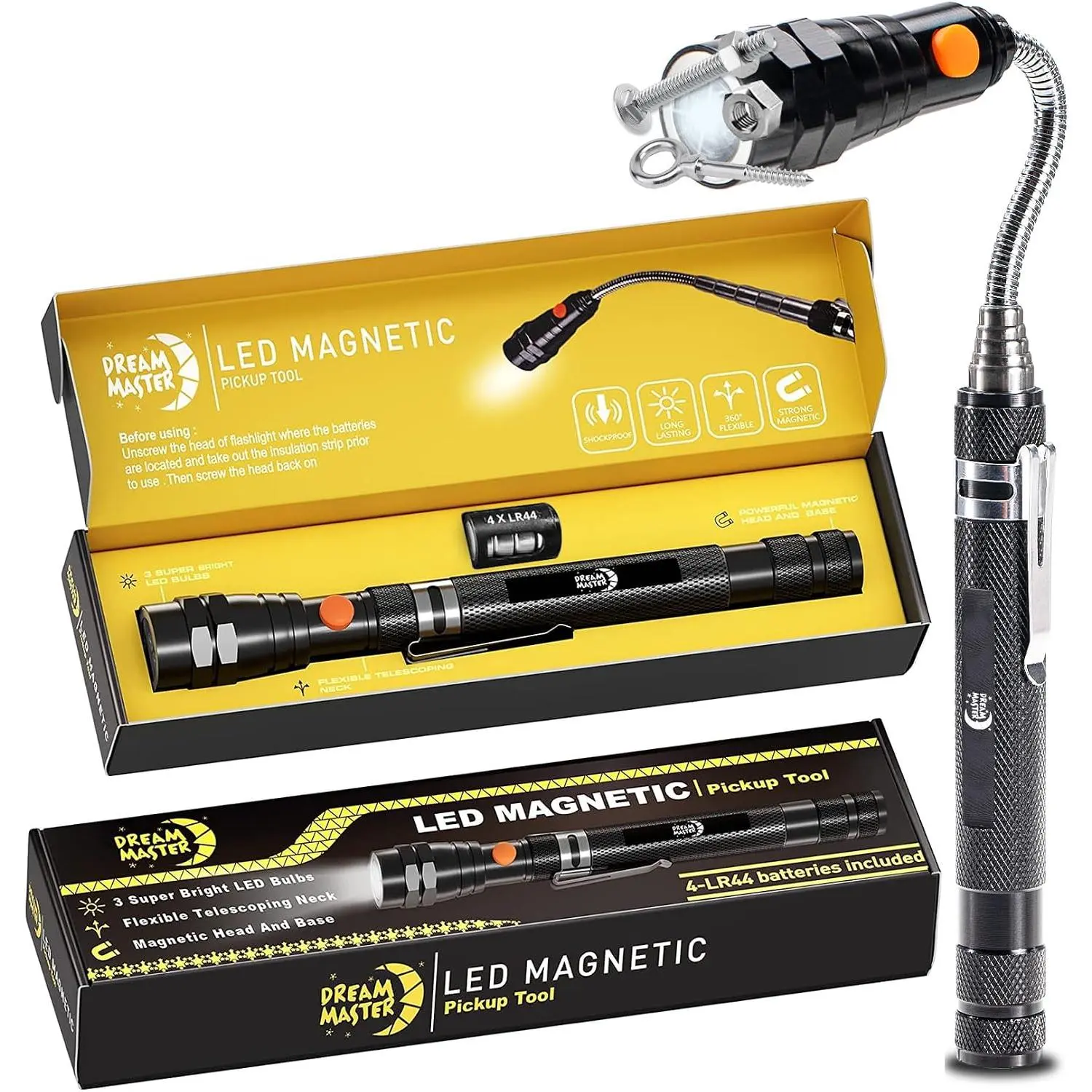 Pickup Tool Flashlight, Gifts for Men, Black