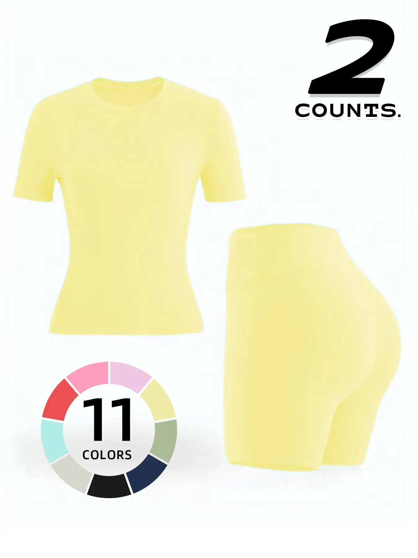 New Women's Sport Set Short Sleeve Top + Shorts, High Waist Butt Lifting, Summer Fitness Yoga Outdoor Wear, Versatile Solid Color, High Elastic Activewear