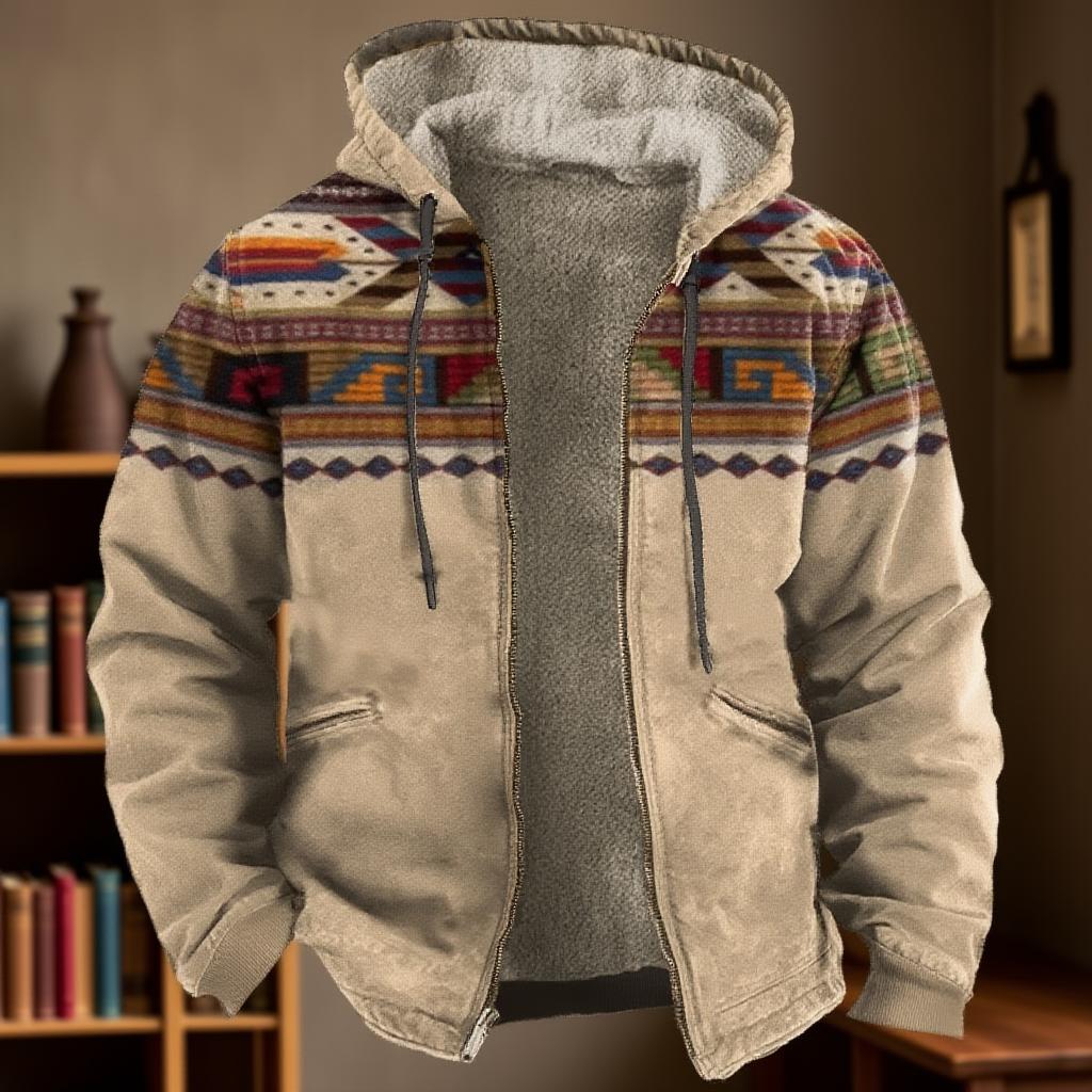 Men Jacket Cardigans Native Aztec Buffalo Coats Festival Printed Thick Outdoor Hunting Fleece Winter Casual Streetwear Clothing
