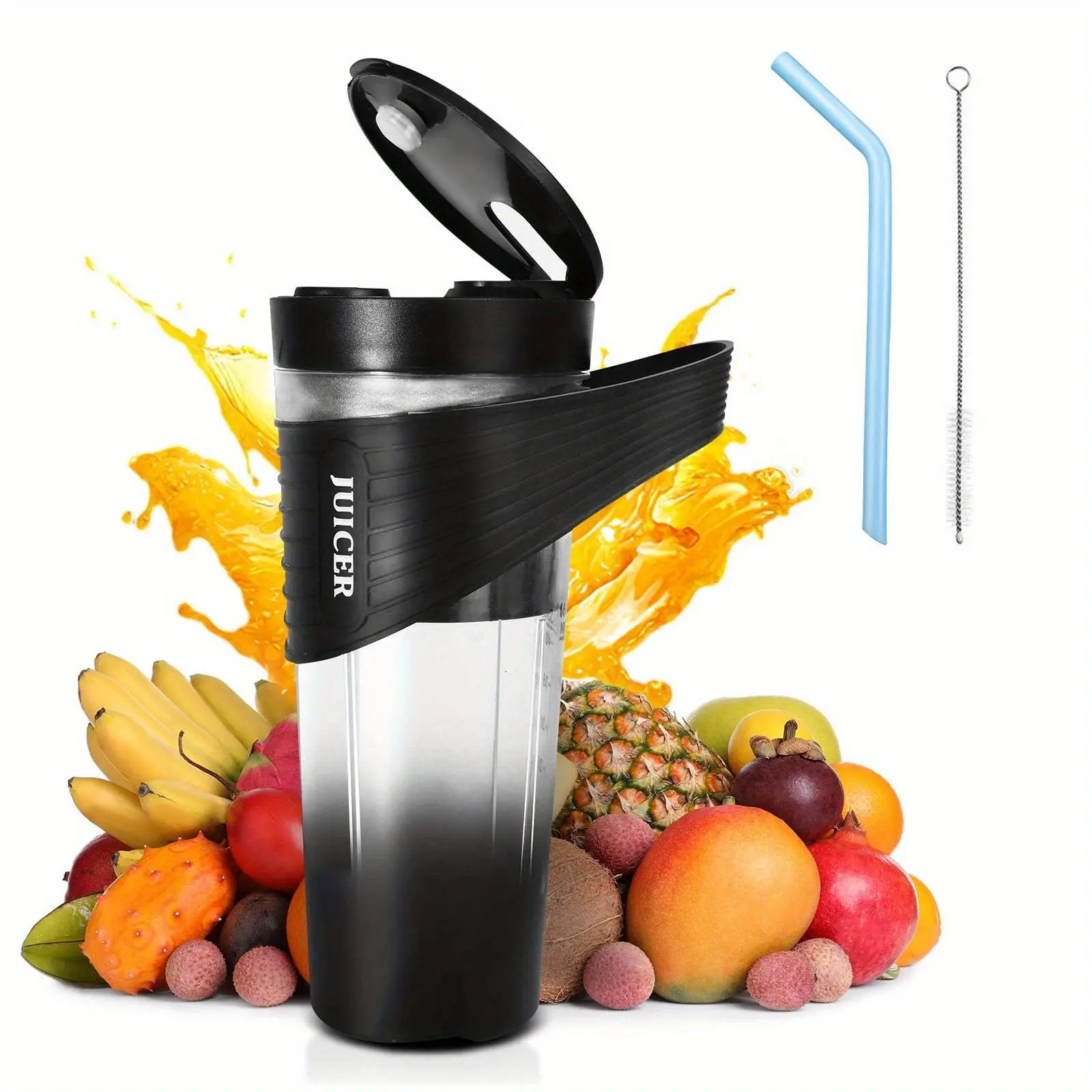 1pcs 4 Blade Rechargeable Portable Blender, Mini Smoothie Juice Maker Cup, Cordless Personal Mixer, Lightweight Travel Design, Perfect for Making Shakes, Fruit Juices At Home, Gym and Outdoor Trips