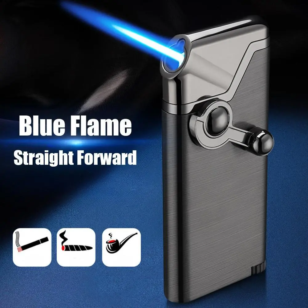 Creative Inflatable Lighter, Pipe Lighter, Rocker Arm Blue Flame Straight Flame, Outdoor Windproof Lighter, Used for Smoking, Camping, Portable Lighter, Men'S Gift, Without Battery