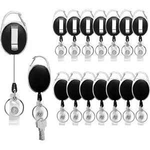A Man's Tools Simetufy 15 Pack Retractable Badge Holder with Carabiner Reel Clip, Retractable Keychain Lanyards ID Card Holder with Belt Clip Sturdy Key Name Tag Extender for Office Employee Work
