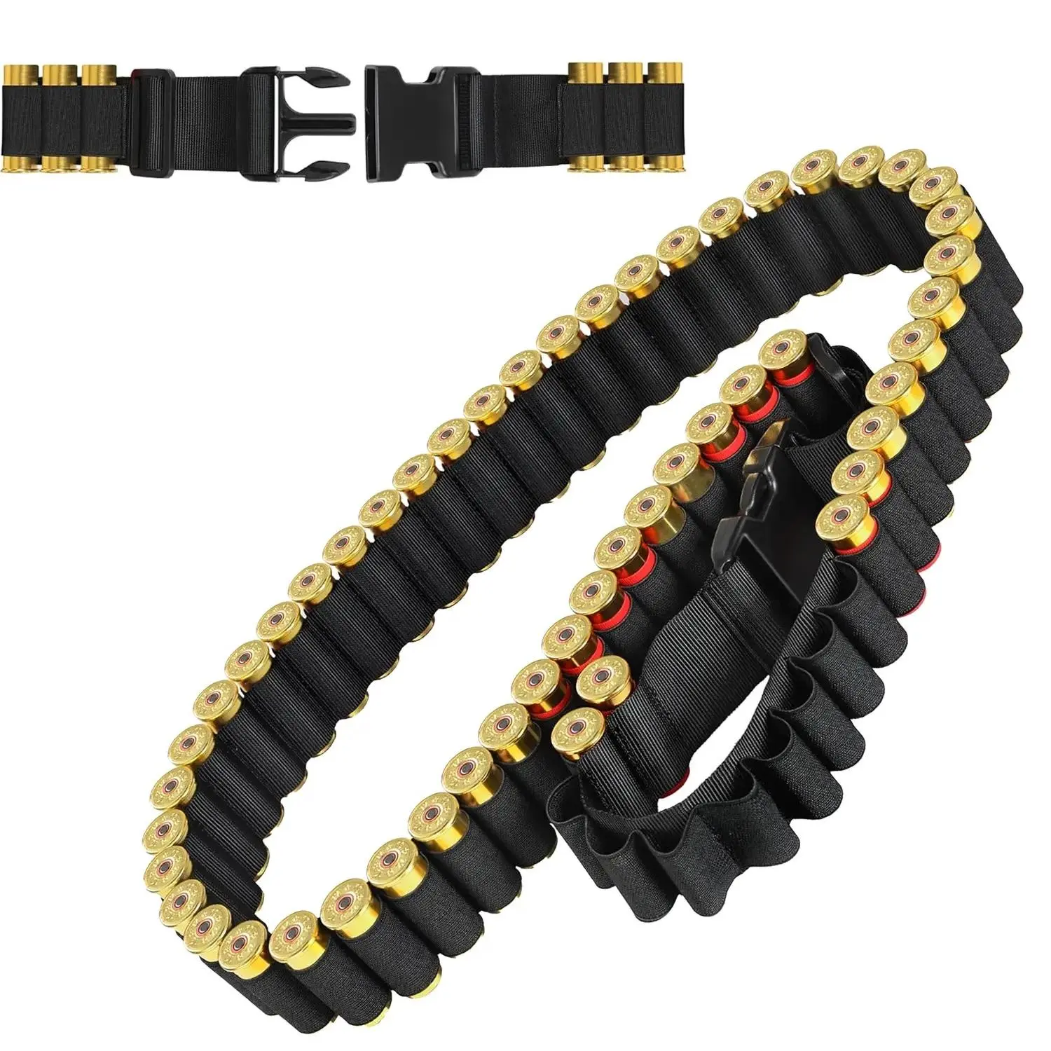 Tactical Shotgun Shell Bandolier - 60-Round Capacity Ammo Carrier with Elastic Loops for 12/20 Gauge Shells, Adjustable Shoulder Strap, Comfortable Wear for Outdoor Hunting, Tactical Equipment, Adjustable Strap, Shooting Sports, Shoulder Carry, Large Capa