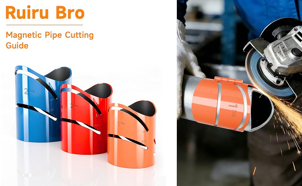 Metal Pipe Cutting Guide 3 Packs, Pipe Saddle Template, Pipe Marking Tool, Magnetic Pipe Notching/Coping Tool for Precision Cutting Angles at 22.5°, 45°, 90°(Multi-Size Pack 1-7/8", 2-3/8", 2-7/8")