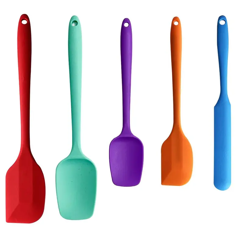 Silicone Baking Spatula Set, 5 Counts/set Modern Multipurpose Non-stick Heat Resistant Cake Cream Jam Spatula, Kitchen Baking Utensils, Baking Tools for Home Use, Baking Kitchenware Supplies