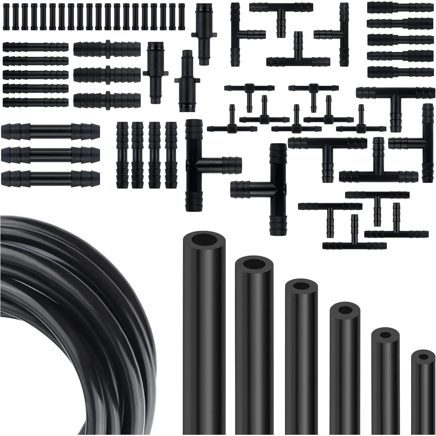 Multipurpose 70PCS Automotive Vacuum Line Kit with 6PCS 5Ft Silicone Vacuum Hose and 64PCS Vacuum Line Connectors, Max 130PSI Universal Replacement Vacuum Hoses for Car Piping SystemsGift