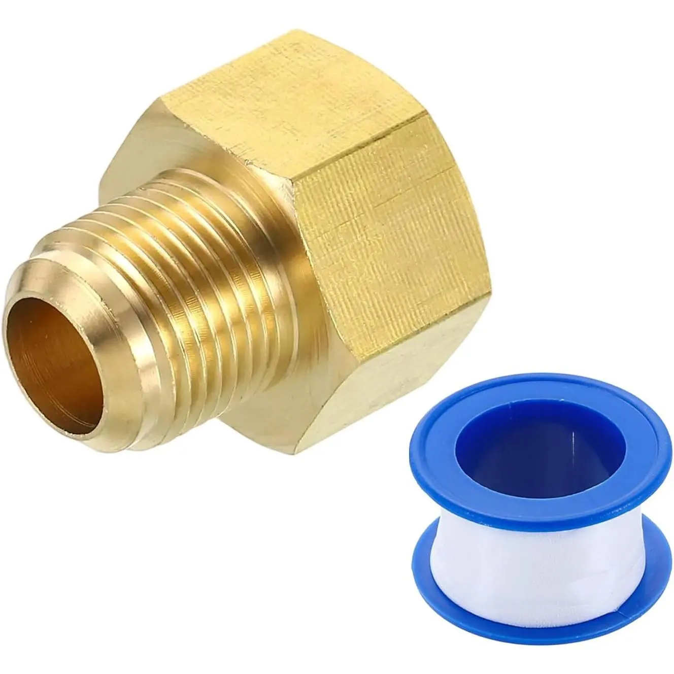 Brass Pipe Fitting, 1/2 SAE Male x 5/8 SAE Female Pipe Adapters Flare Tube Fitting for Air Gas Line Refrigeration HVAC