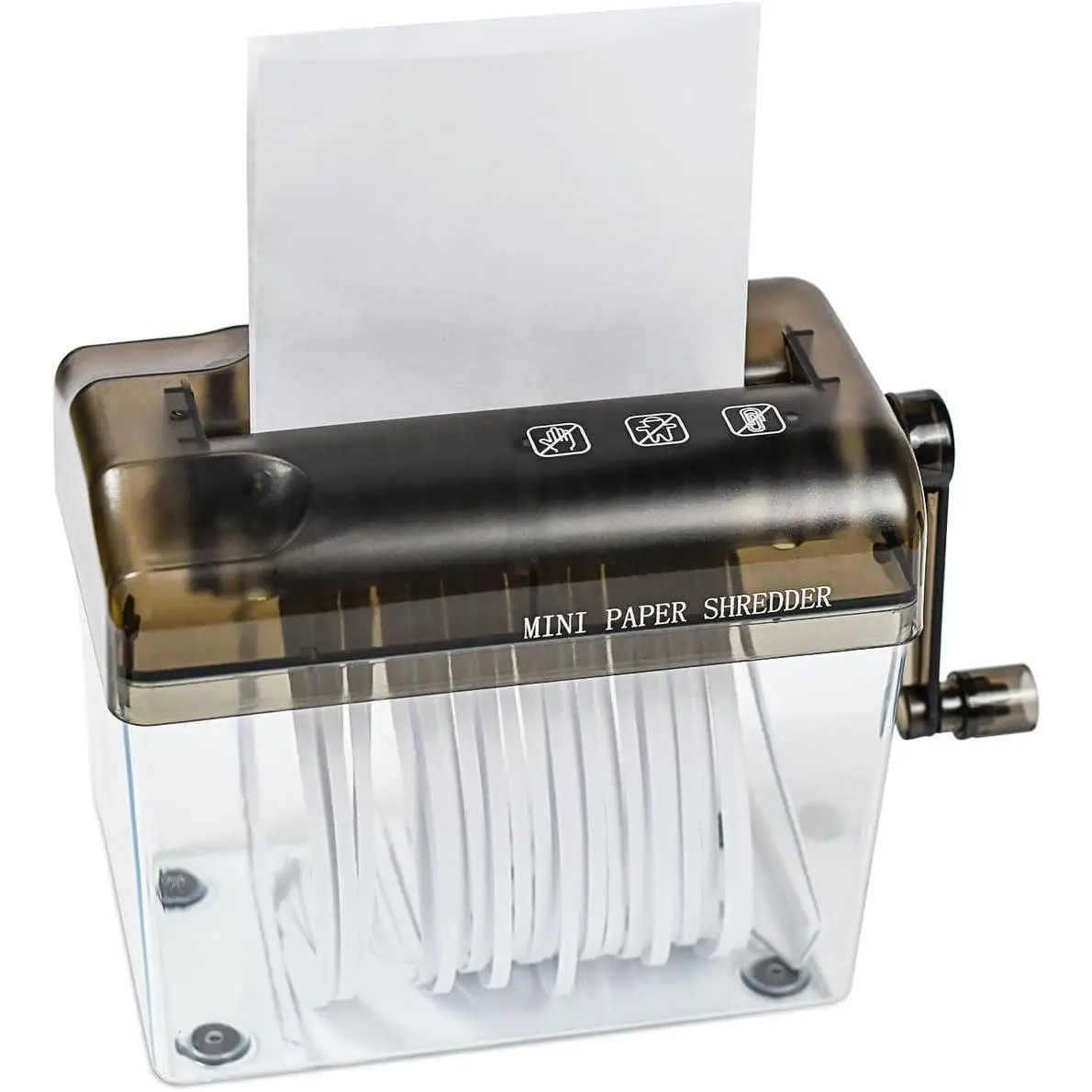 Mini Hand Shredder Portable Paper Shredder for Office  Black | Affordable, Non-slip, Information High , Desktop Size, 1L Clear Plastic Window, No Power and Easy to Use for