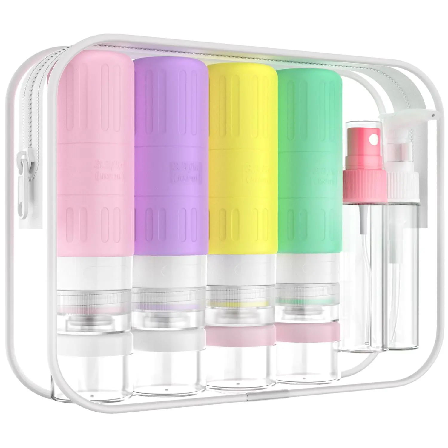 Travel Bottles for Toiletries,TSA Approved 3.3oz Size LeakProof Silicone Toiletry Containers for Shampoo, Conditioner,Easy to Squeeze,Portable Travel Essentials for Lotion(18 Pack) Macaron