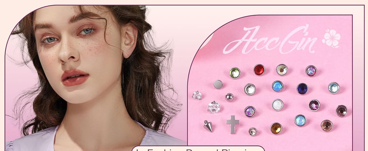 Surgical Steel Dermal Piercing Jewelry Tops for Women Men Cubic Zirconia Micro Dermal Anchor Tops Base Dermal Piercing 3-20Pcs Dermal Piercing Kit Hypoallergenic