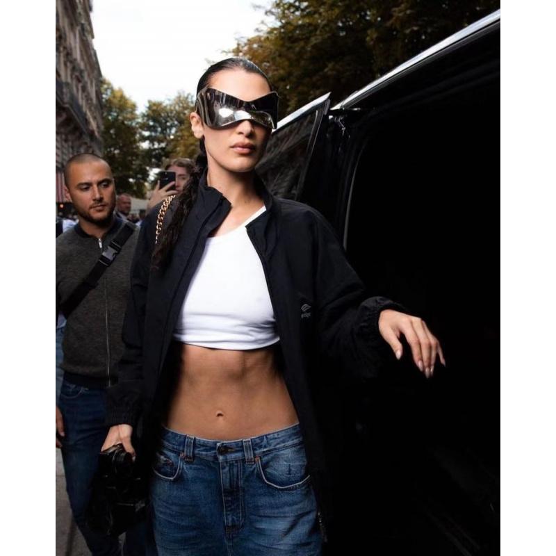 Silver sports sunglasses, punk style, unisex, Y2K futuristic wraparound sunglasses design