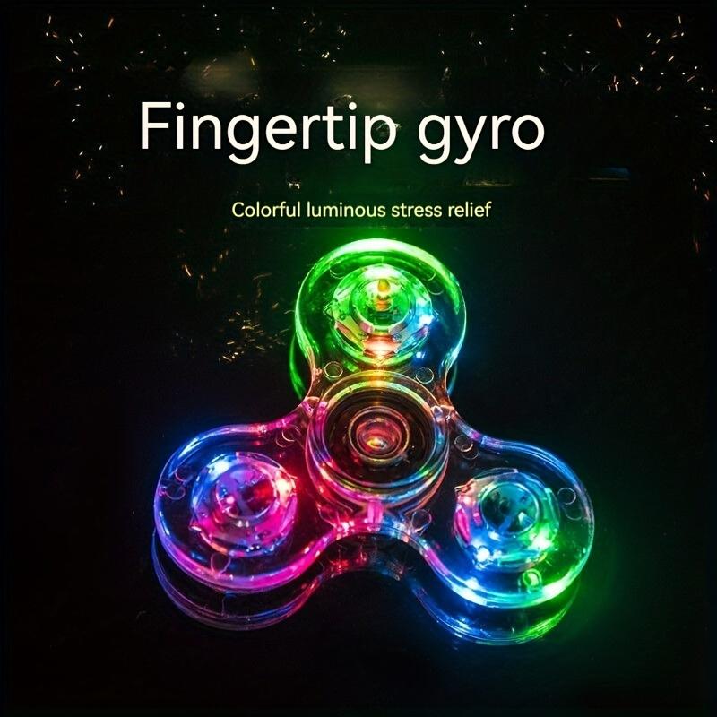 12pcs LED Crystal Fidget Spinner with Vibrant Lights - Glow-in-the-Dark, Adjustable Relax Gyroscope, Transparent PC Material, 4-Gear Colorful Spinning Top for Youngsters, Fidget Toys