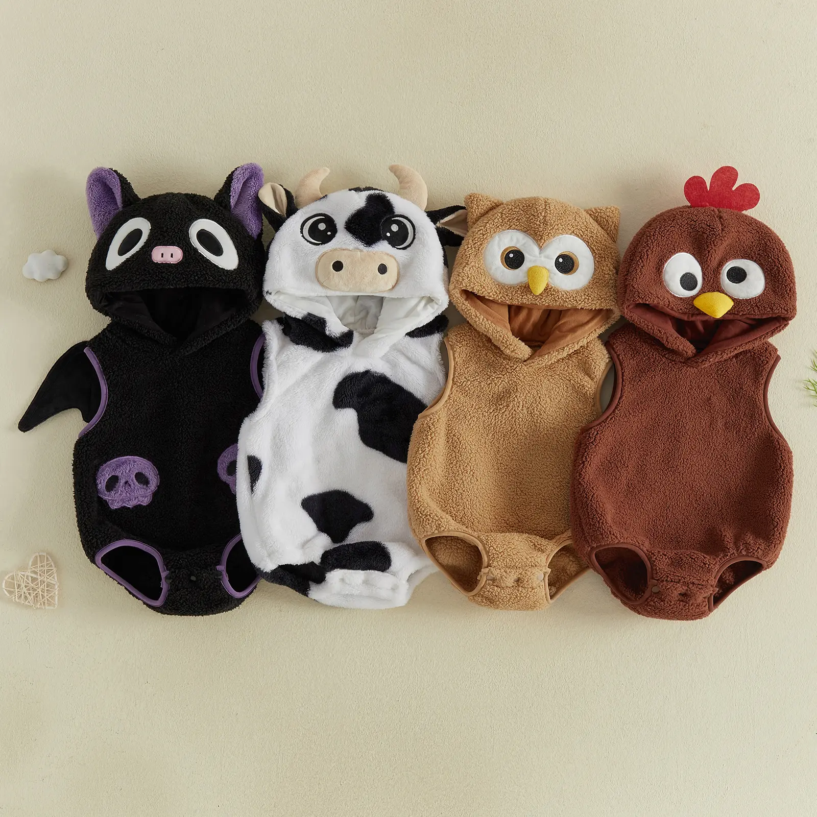 Toddler Baby Halloween Costumes Cute Animal Clothes Flannel Hooded Romper Cosplay Jumpsuit Warm Fall Winter Outfit
