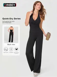 Womens Halter Neck Crop Tank Tops Yoga Pants Set High Waist Stretch Casual Soft Straight Leg Bottoms V Neck Backless  Sexy Casual for Yoga Gym Sports Dailywear, Ladies Sportswear All Seasons