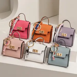 Mini Square Bag Pendant Keychain - High Quality Leather with Colorful Strap, Cute Car Keychain & Bag Charm Accessory, Summer Essential Mini Square Keychain, Colorful Leather Bag Charm for Purse and Key,  Must-Have Accessory 2026