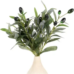 5 count Artificial  Olive Tree Branches,11 Inch Faux Olives Leaves Stems Olive Branches Green Leaves Picks Spring Branch Decor for Centerpieces Vase Wedding  Decoration Indoor
