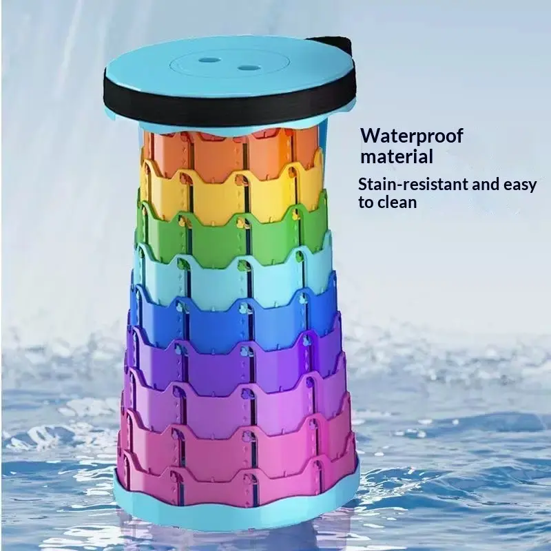 Adjustable Height Portable Folding Stool, Outdoor Travel Rainbow Seat, Lightweight Plastic Material, Ideal for Camping & Picnics