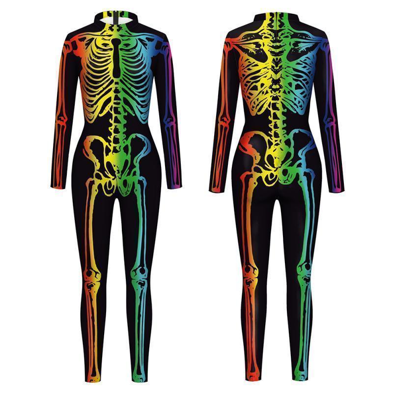 Blue Butterfly Cloak Skeleton Jumpsuit Halloween Cosplay Costume Witch Bodysuit Women Catsuit Funny Carnival Performance Outfit