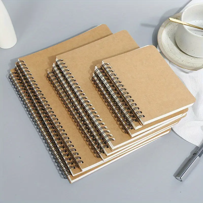 1/2pcs 100-Page Vintage Style Soft Cover Spiral Coil Notebook - Horizontal Sketch Pad with Dividers for Planning, Memo, Diary, and Note-Taking - Perfect for Office, School, and Stationery Supplies