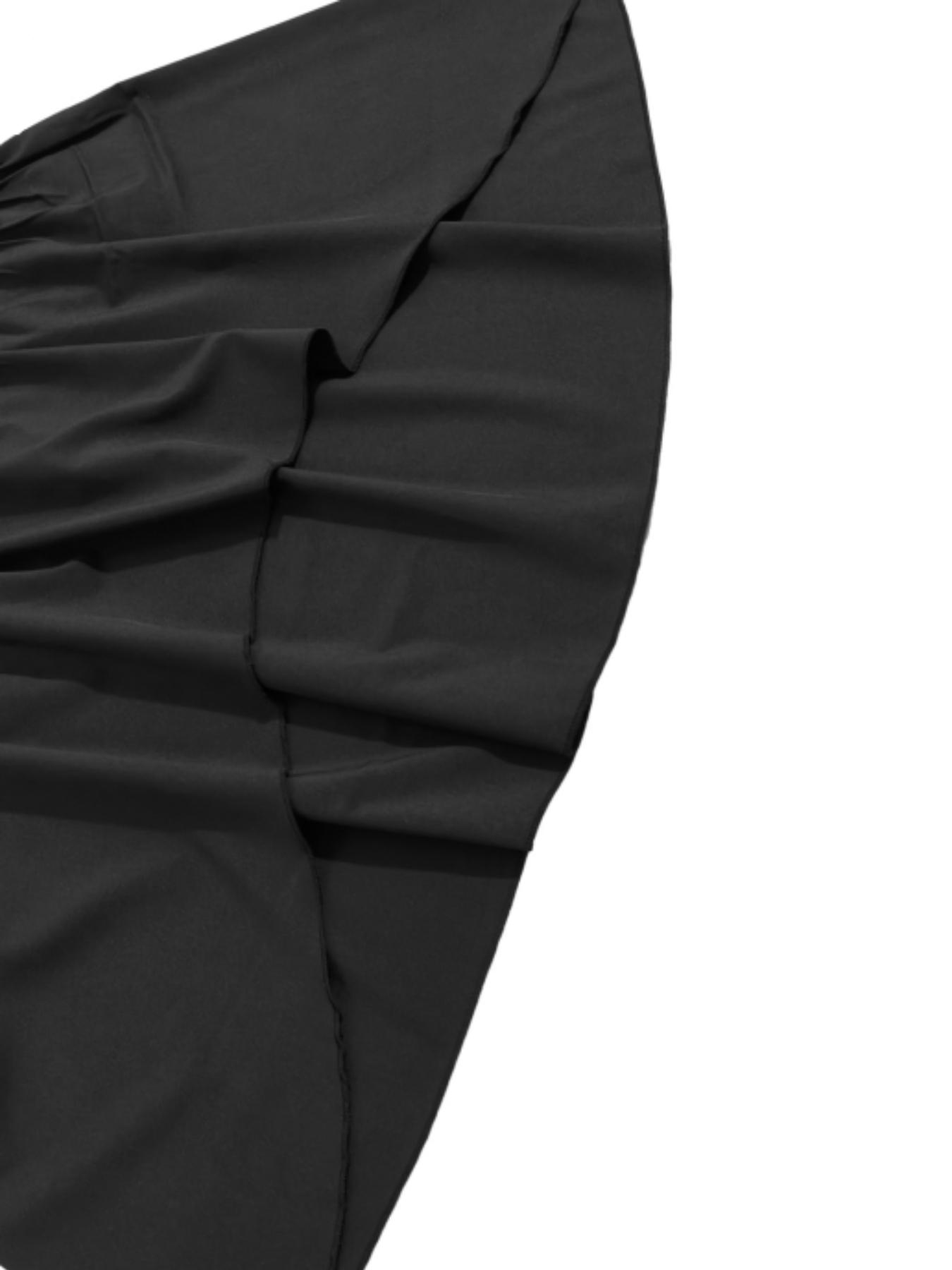 Plus Size Elegant Woven Long Sleeve Shirt, Blouse, Fitted Casual Plain Top with Stand Collar & Moderate Fabric, All Season Wear