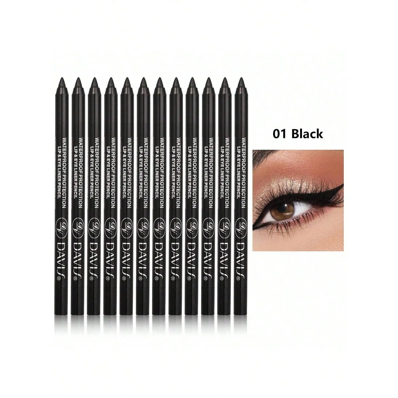 12 Piece Black Shavable Eyeliner Pencil Set - Smooth, Long-Lasting, Smudge-Resistant Daily Cosmetic for Smoky Eyes - Makeup Gift, Adults, Solid, Travel, Tube, Smudge Proof, Stick, Waterproof, Eye Makeup Supplies, Smokey Eye