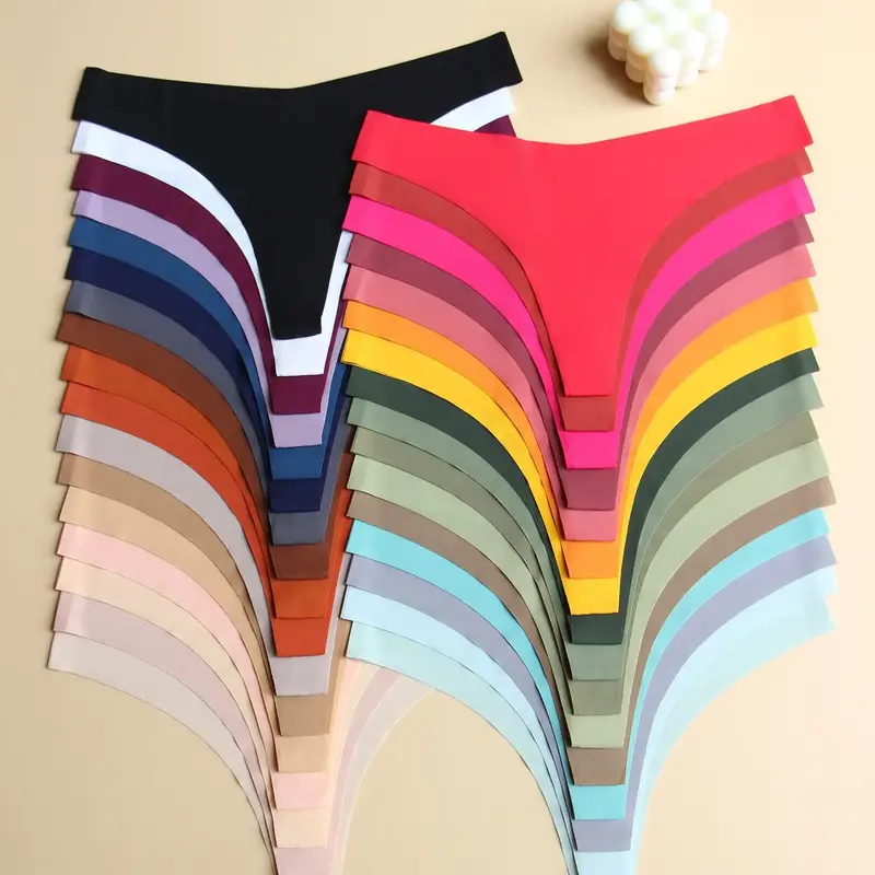 Women's Solid Color V-shaped Waist Thong, Breathable Comfortable Seamless Panty for Daily Wear, Women's Underwear for All Seasons, Women Underwear, Thongs, Undergarments, Underwear for Women, Nylon, Medium, Seamless Smooth Panty #GLOBAL PICKS