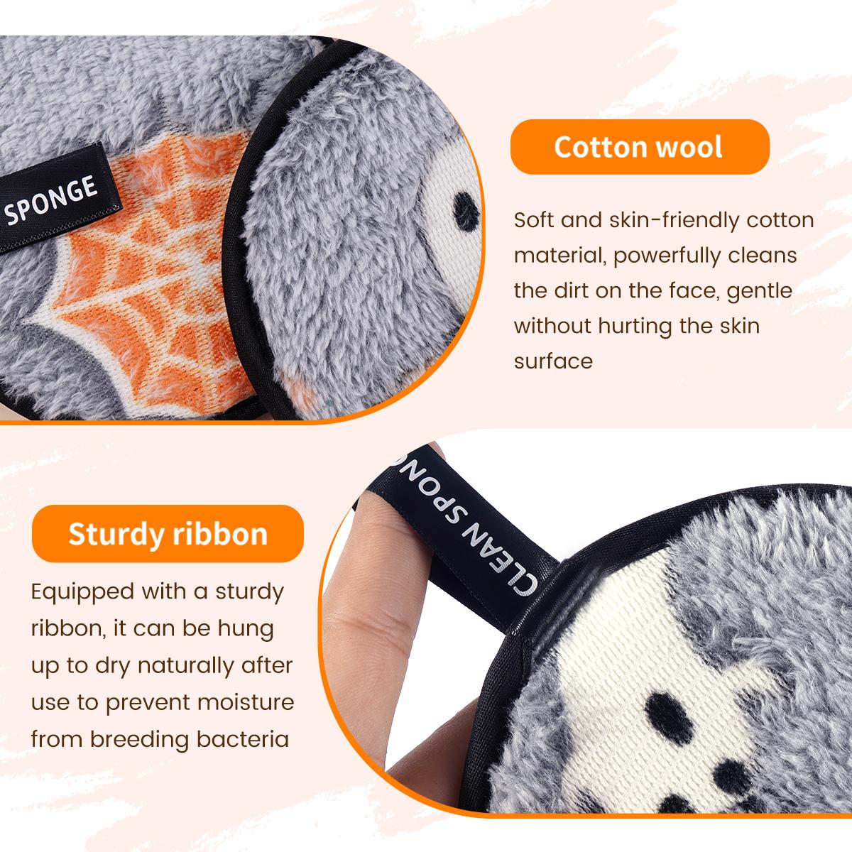 Spider Web Ghost Pattern Makeup Remover Powder Puff, 5 Counts Reusable & Washable Makeup Remover Puff, Facial Cleansing Puff, Makeup Tools for Women