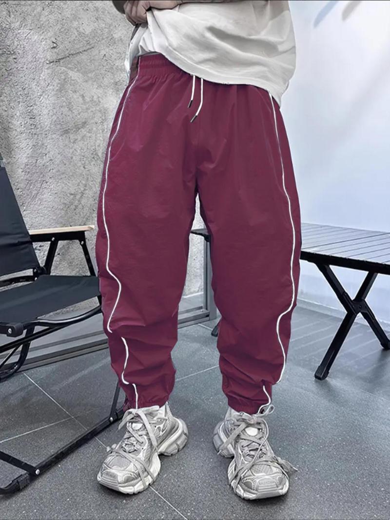 Men's Side-Stripe Drawstring Waist Jogger Pants, Casual Sports Loose Trousers with Pocket for Spring & Fall, Fashion Men's Bottoms for Daily Wear
