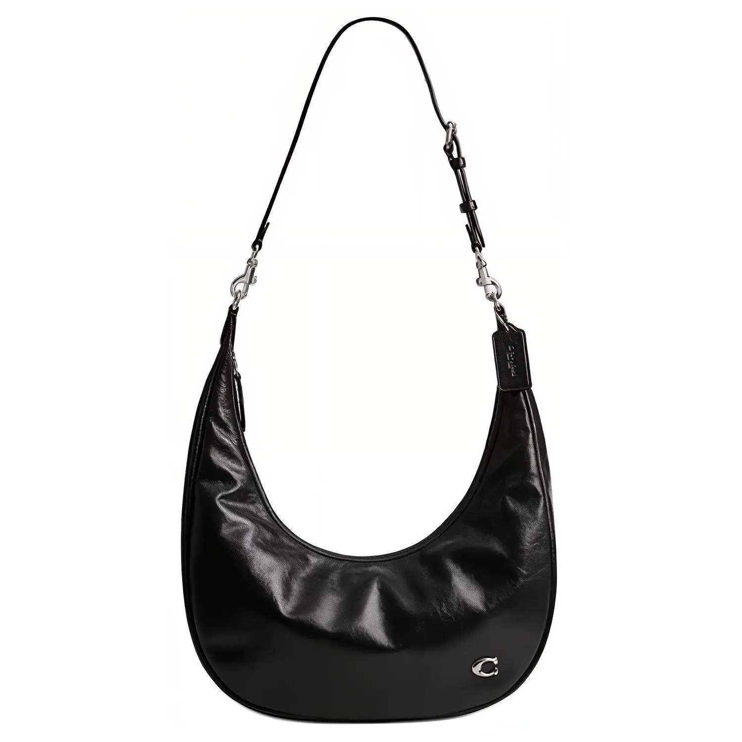 Coach Juliet 37 Leather Crossbody Bag for Women, Logo-Emblazoned, Large, Black