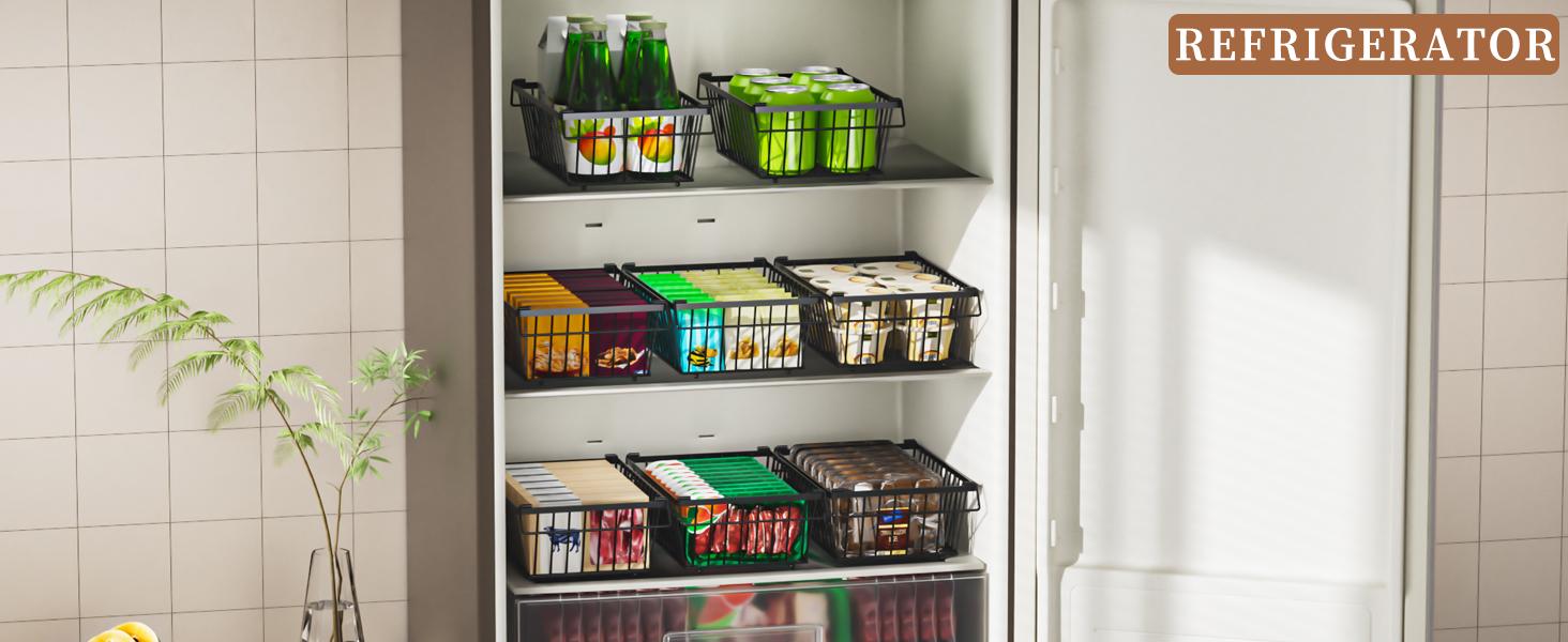 Freezer Organizer Bins ,Leak-Bottom,4 Pack Stackable Deep Freezer Organizer Bins for 5 Cu.FT Small Chest Freezer,organization and,pantry organizers(for 5 Cu.Ft