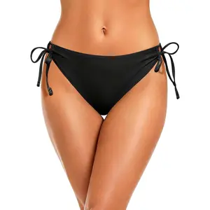 String Tie Side Bikini Bottoms - Women Full Coverage Swimsuit Bottom Mid Rise Mid Waist Swim Bathing Suit BottomGift.