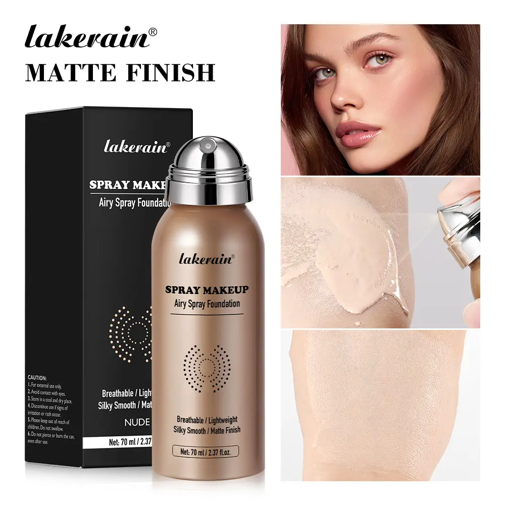 Natural Lightweight Waterproof Sweat-Resistant Skin Tone Correcting Matte Spray Foundation, Long-Lasting Coverage, Smooth Finish