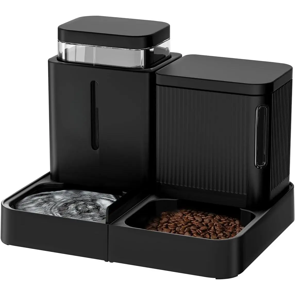 Automatic  Feeder and Water Dispenser Set, 2 in 1 Gravity   Dispenser with 180  Rotatable,  Self Feeding Large Capacity for Small Dogs Puppy Kitten, Black, 0.8 Gallon x 2