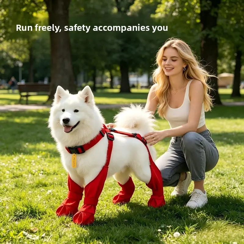 Pet Harness Dog Shoes for Outdoor Use, Waterproof Anti-Slip Durable Sole, Protects Paws From Scratches, Comfortable for Small Dogs