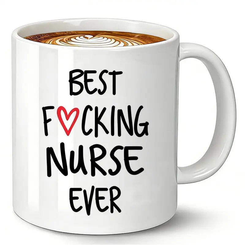 Funny Nurse Coffee Mug - "Best F❤️cking Nurse Ever" White Ceramic Tea Cup with Red Heart Design. Novelty RN Gag Gift for Women, Coworkers, and Nursing Students. Great Birthday Gifts, Christmas Gift, or Nurse Week Present for Her.
