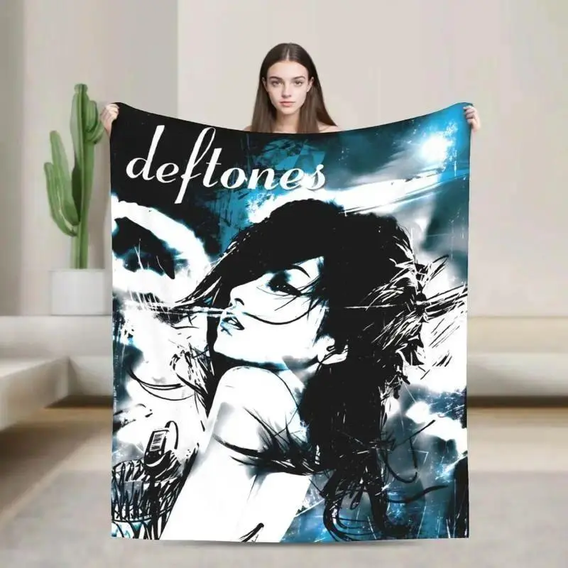 Deftones Metal Band Flannel Throw Blanket, Super Warm Contemporary-Look Bedding, Room Decor & Bedroom Accessories, Baby Blankets and Adult Blankets, Ideal for Living Room, Picnic, Beds, Sofas and Gifting, Summer Vibes birthday gift