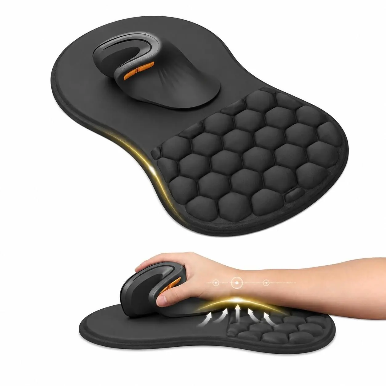 Ergonomic Mouse Pad with Wrist Support Massage Design, Anti-Slip Rubber Base, Waterproof, Soft Memory Foam, Ideal for Office Use
