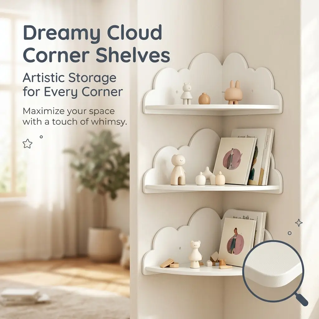 3-Piece Cloud-Shaped Floating Wall Rack, Decorative Storage Shelf for Room, Bedroom, Game Room, Home Decoration, Stylish and Functional