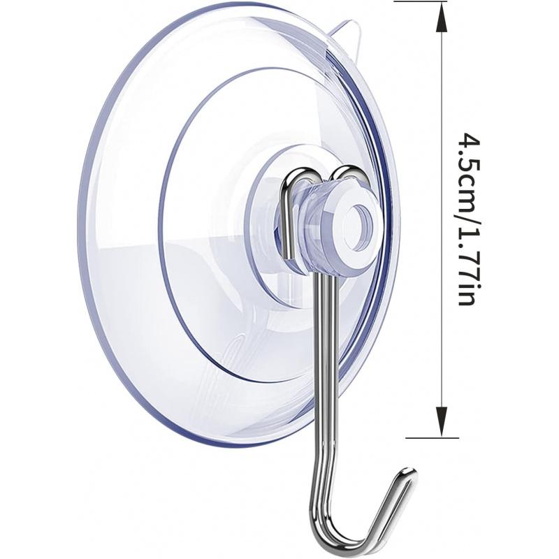 Suction Cup Hooks,15 PCS Clear Suction Cup for Glass Window Decor Shower Bathroom Glass Window Shower Kitchen, Reusable PVC Cups with Removable Stainless Hooks, Assorted