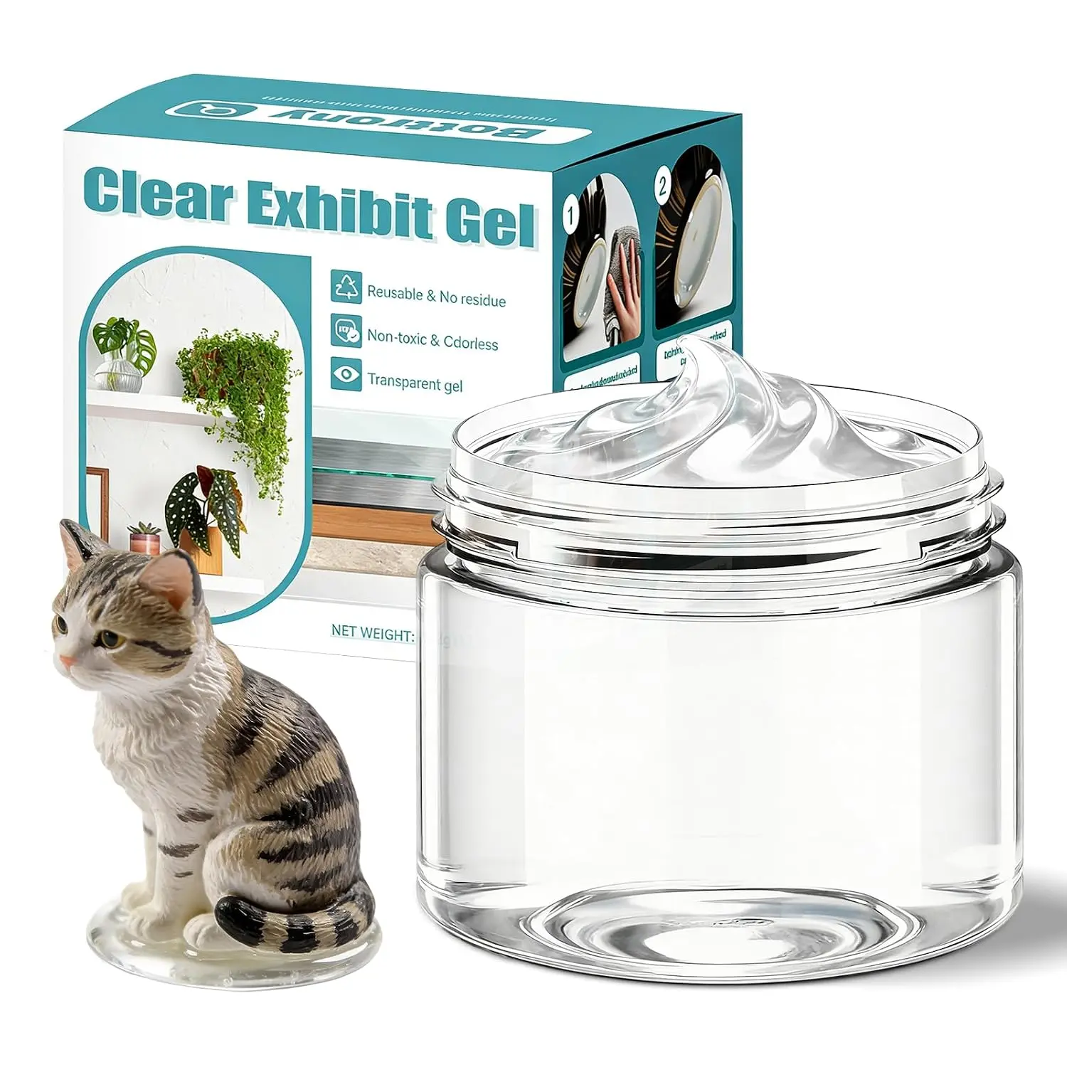 8.08 oz Clear Museum Gel for Collectibles, Removable &  Museum Putty Wax Adhesive, No  Exhibit Gel for Antiques, Glass, Ceramic, Figurines, Earthquake Protection & Display Items
