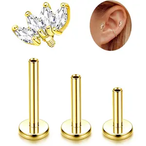 16G G23 Titanium Tragus Conch Helix Piercing Jewelry 6mm 8mm 10mm - Internally Threaded Flat Back Stud Cartilage Earrings Hypoallergenic Forward Earlobe Labret Tragus Piercing JewelryGift.