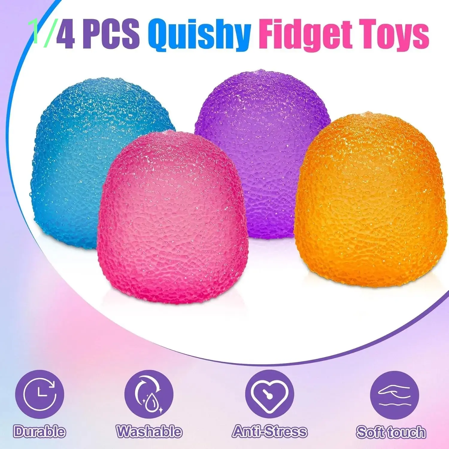 4 Pcs Hard Candy Shape Stress Relief Balls, Soft Squeeze TPR Fidget Toys for Kids and Adults, Squishy Squeeze Ball, Durable Sensory Stress Balls for Classroom Prizes, Birthday Party Favors and Holiday Basket Fillers