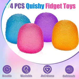 4 Pcs Hard Candy Shape Stress Relief Balls, Soft Squeeze TPR Fidget Toys for Kids and Adults, Durable Sensory Stress Balls for Classroom Prizes, Birthday Party Favors and Holiday Basket Fillers