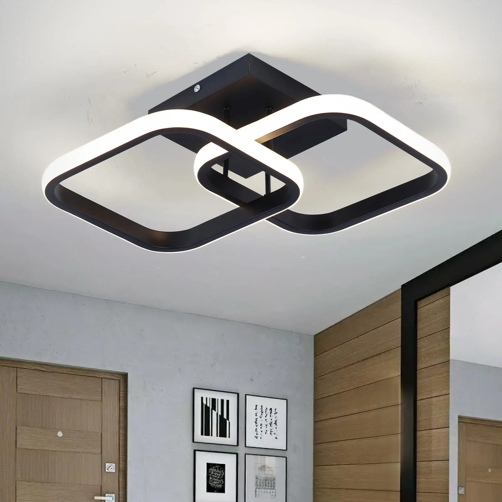 1/2 Pack Small Ceiling Light, Square Modern LED Ceiling Light Fixture, hallway ceiling light,6500K Cool White Light Acrylic Hallway Light Fixture Ceiling Lamp, for Hallway Kitchen Study Bedroom Living Room
