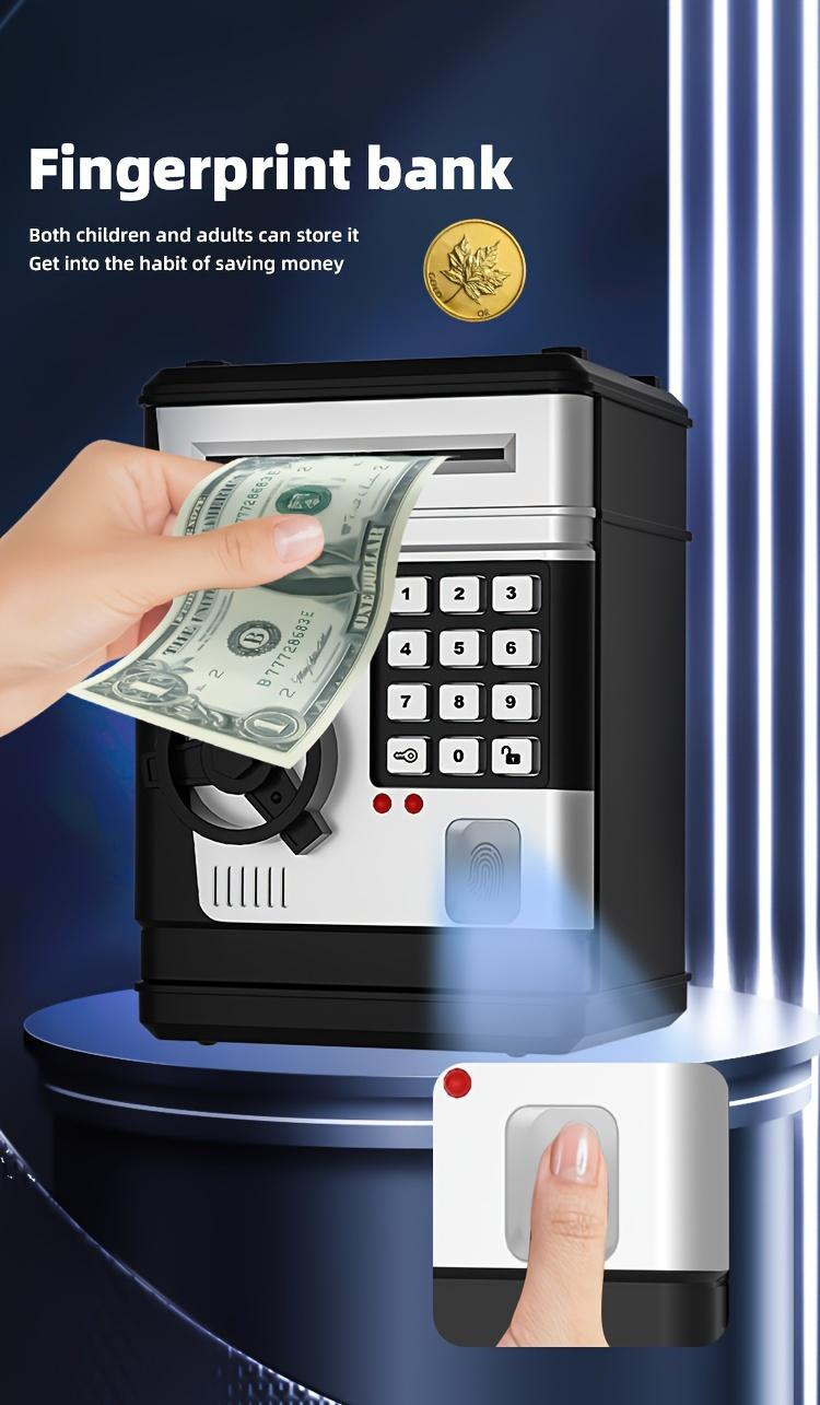 1pc Electronic Piggy Bank ATM Machine with Fingerprint and Password Security - Acrylic Black, Real Money Savings Bank for Birthday, Halloween, Thanksgiving, Christmas Gift Decor Ornaments Multicolor