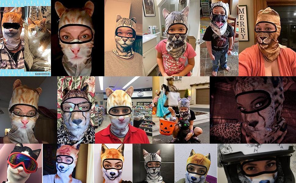 3D Cat Ski Balaclava Sheisty Face Mask with Ears for Music Festivals Raves Ski Halloween Party Outdoor Activities