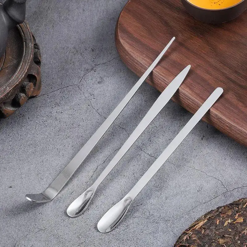 Stainless Steel Tea Needle Stick Gold Silver Matcha Spoon Tea Scoop Tea Ceremony Teaware Kitchen Tool Cleaning Pot Measuring Tea