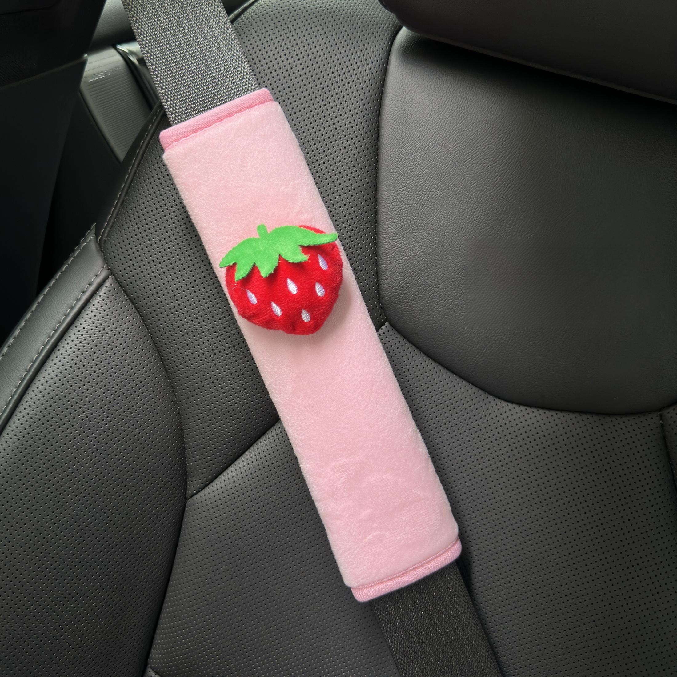 Strawberry Design Car Seat Belt Shoulder Protector, Breathable & Anti-pinch Car Seat Belt Shoulder Pad, Car Interior Decoration Accessories, Girly Car Accessories