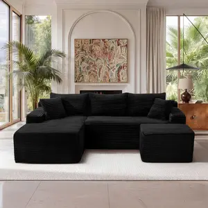 94.5" U-Shaped Cloud Sectional Sofa Couch with Deep Seat,No Assembly Required,  Sleeper for Living Room,Bedroom,Apartment