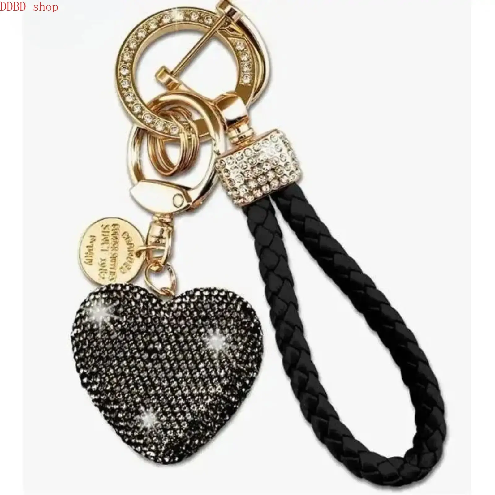 Women's Glittering Rhinestone Heart Keychain - Decorative Costume Jewelry Accessory for Purses, Handbags, Backpacks, Thoughtful Gift Choice